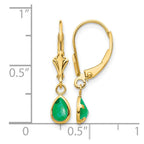 14k 6x4mm Pear Bezel May/Emerald Leverback Earrings