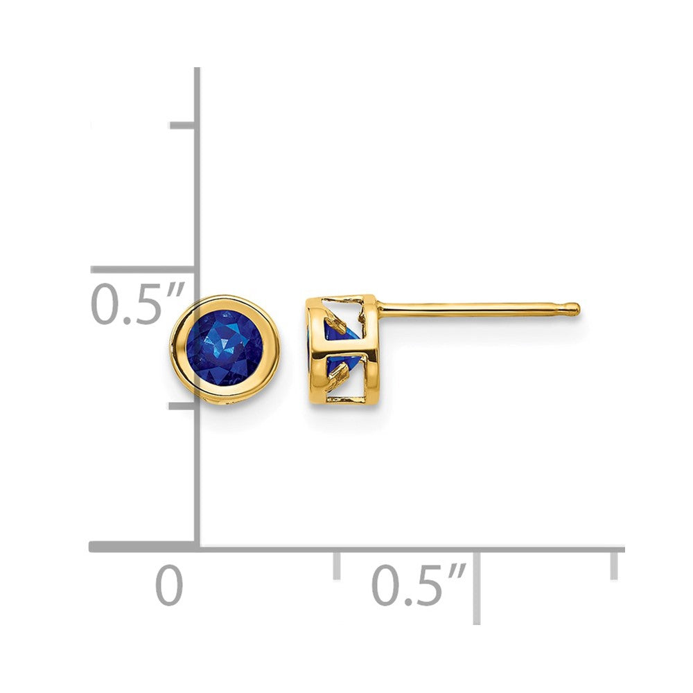 14k 4mm Round Bezel September/Sapphire Post Earrings