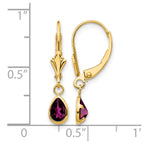14k 6x4mm Pear Bezel June/Rhodolite Garnet Leverback Earrings