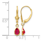14k 6x4mm Pear Bezel July/Ruby Leverback Earrings