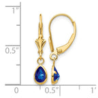 14k 6x4mm Pear Bezel September/Sapphire Leverback Earrings
