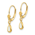 14k 6x4mm Pear Bezel October/Opal Leverback Earrings