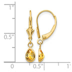 14k 6x4mm Pear Bezel November/Citrine Leverback Earrings