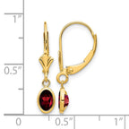 14k 6x4 Oval Bezel January/Garnet Leverback Earrings