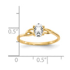 14k 6x4 Oval White Topaz Birthstone Ring