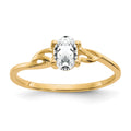 14k 6x4 Oval White Topaz Birthstone Ring