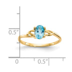 14k 6x4 Oval Blue Topaz Birthstone Ring
