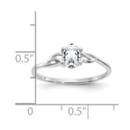 14k White Gold 6x4 Oval White Topaz Birthstone Ring