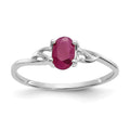 14k White Gold 6x4 Oval Ruby Birthstone Ring