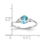 14k White Gold 6x4 Oval Blue Topaz Birthstone Ring
