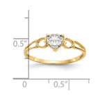 14k 5mm Heart White Topaz Birthstone Ring