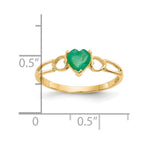 14k 5mm Heart Emerald Birthstone Ring