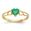 14k 5mm Heart Emerald Birthstone Ring