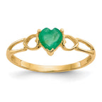 14k 5mm Heart Emerald Birthstone Ring