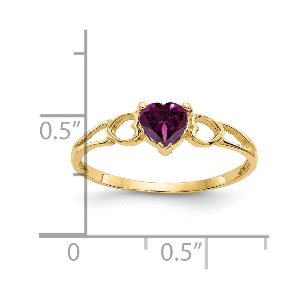 14k 5mm Heart Rhodolite Garnet Birthstone Ring