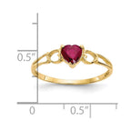 14k 5mm Heart Ruby Birthstone Ring