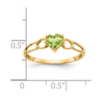 14k 5mm Heart Peridot Birthstone Ring