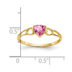 14k 5mm Heart Pink Tourmaline Birthstone Ring