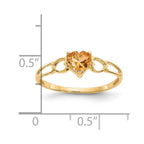 14k 5mm Heart Citrine Birthstone Ring