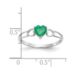 14k White Gold 5mm Heart Emerald Birthstone Ring