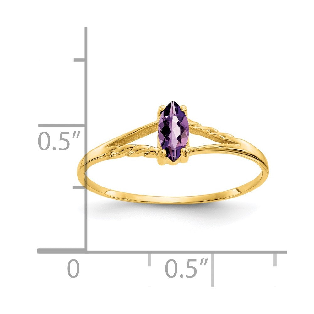 14k 6x3 Marquise Amethyst Birthstone Ring