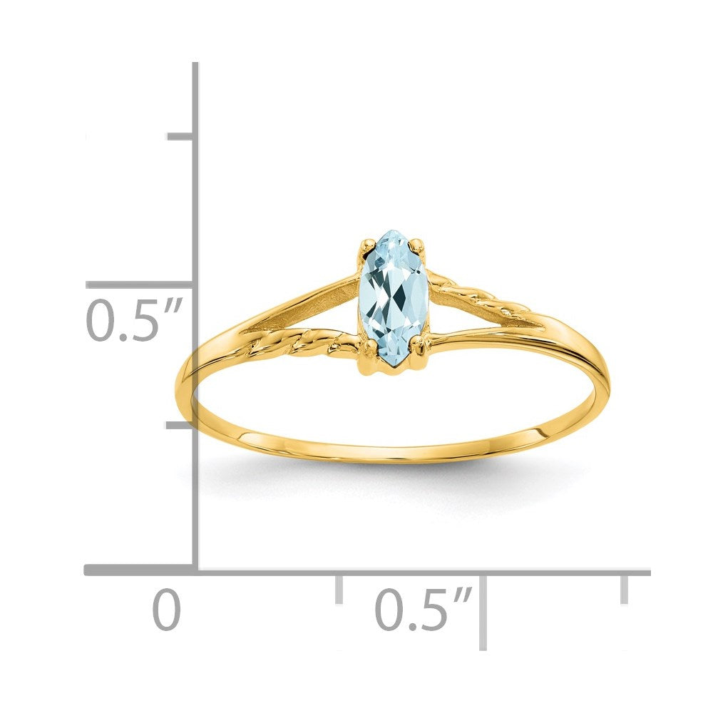 14k 6x3 Marquise Aquamarine Birthstone Ring