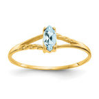 14k 6x3 Marquise Aquamarine Birthstone Ring