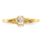 14k 6x3 Marquise White Topaz Birthstone Ring