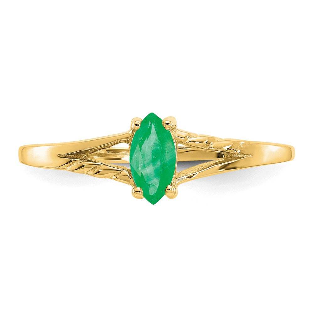 14k 6x3 Marquise Emerald Birthstone Ring