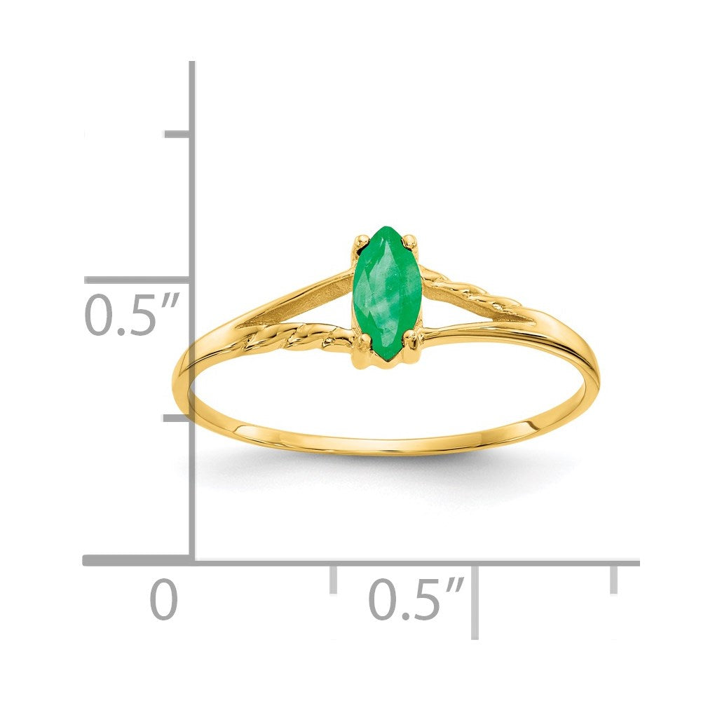 14k 6x3 Marquise Emerald Birthstone Ring