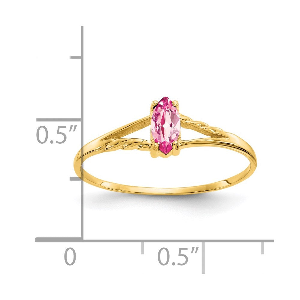 14k 6x3 Marquise Pink Tourmaline Birthstone Ring