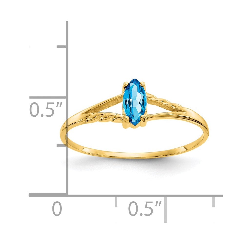 14k 6x3 Marquise Blue Topaz Birthstone Ring