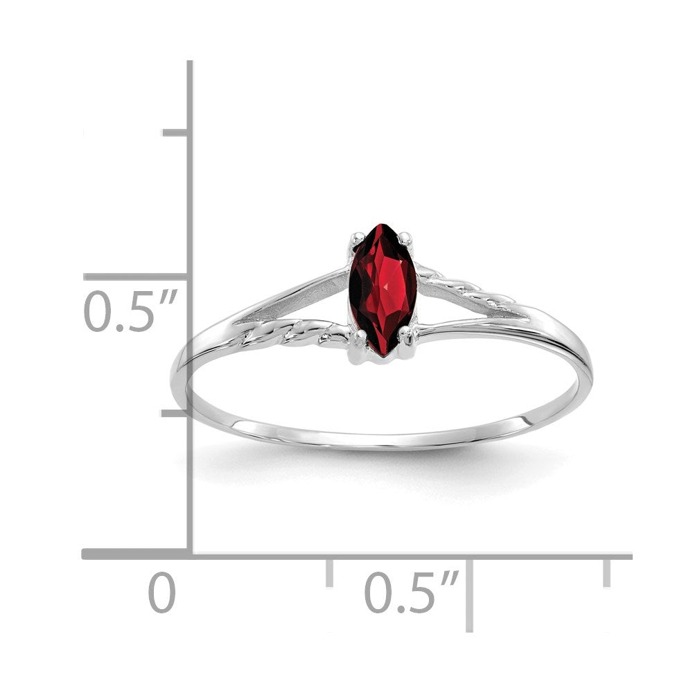 14k White Gold 6x3 Marquise Garnet Birthstone Ring