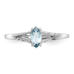 14k White Gold 6x3 Marquise Aquamarine Birthstone Ring