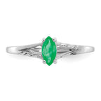 14k White Gold 6x3 Marquise Emerald Birthstone Ring