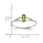 14k White Gold 6x3 Marquise Peridot Birthstone Ring