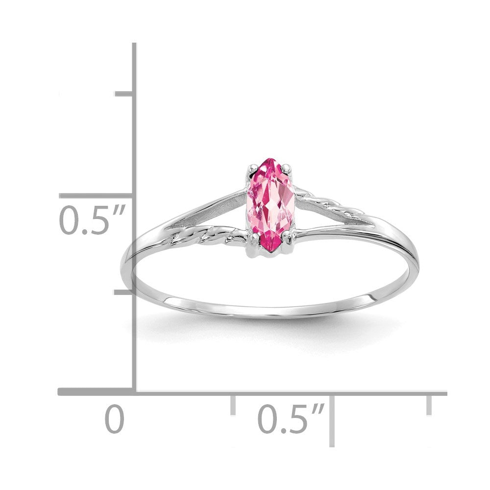 14k White Gold 6x3 Marquise Pink Tourmaline Birthstone Ring