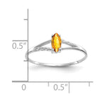 14k White Gold 6x3 Marquise Citrine Birthstone Ring
