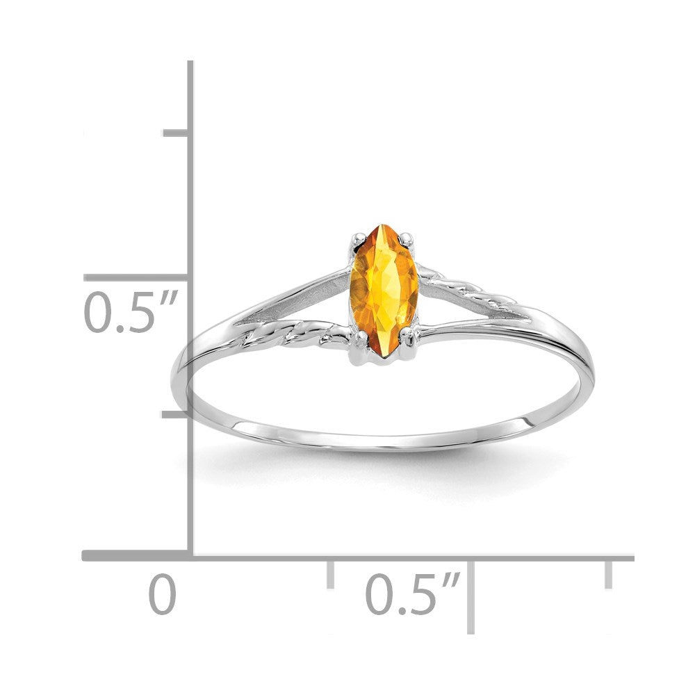 14k White Gold 6x3 Marquise Citrine Birthstone Ring