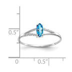 14k White Gold 6x3 Marquise Blue Topaz Birthstone Ring