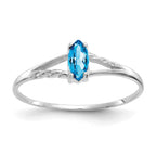 14k White Gold 6x3 Marquise Blue Topaz Birthstone Ring