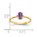 14k Diamond and 6x4 Oval Amethyst Birthstone Ring