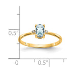 14k Diamond and 6x4 Oval Aquamarine Birthstone Ring