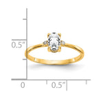 14k Diamond and 6x4 Oval White Topaz Birthstone Ring