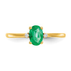 14k Diamond and 6x4 Oval Emerald Birthstone Ring