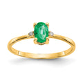 14k Diamond and 6x4 Oval Emerald Birthstone Ring