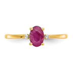 14k Diamond and 6x4 Oval Ruby Birthstone Ring