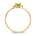 14k Diamond and 6x4 Oval Peridot Birthstone Ring