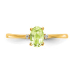 14k Diamond and 6x4 Oval Peridot Birthstone Ring