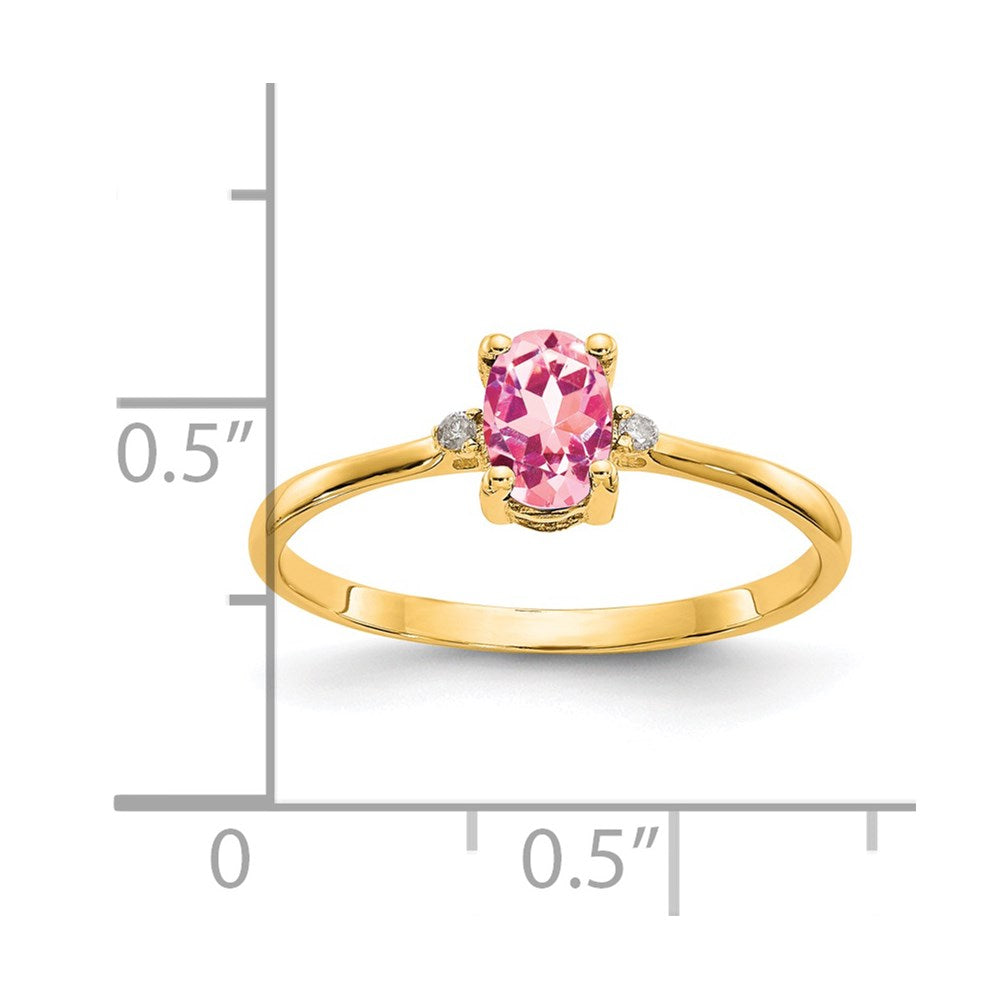 14k Diamond and 6x4 Oval Pink Tourmaline Birthstone Ring